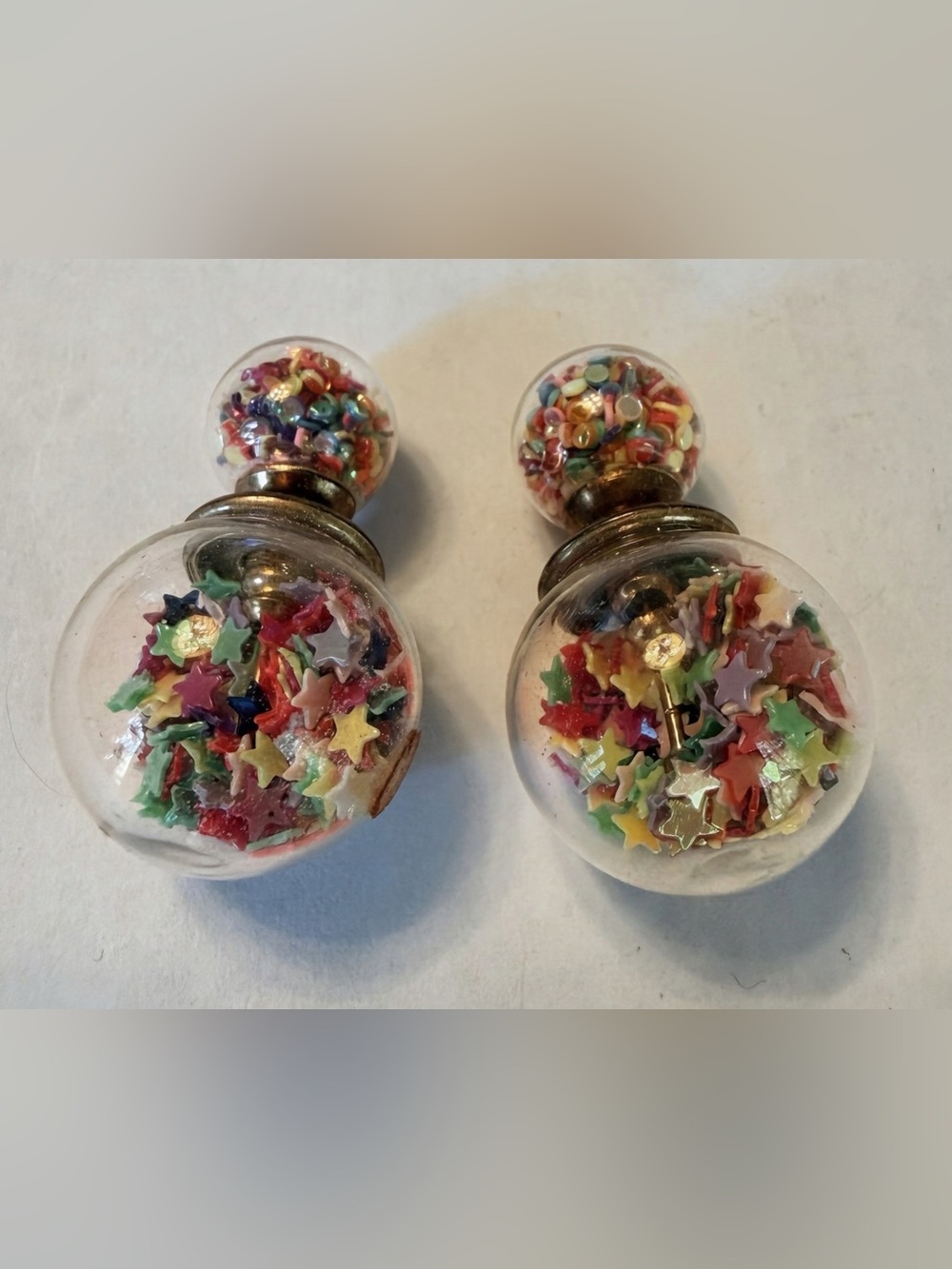 Glass Globe Star Confetti Drop Earrings - Multicolor